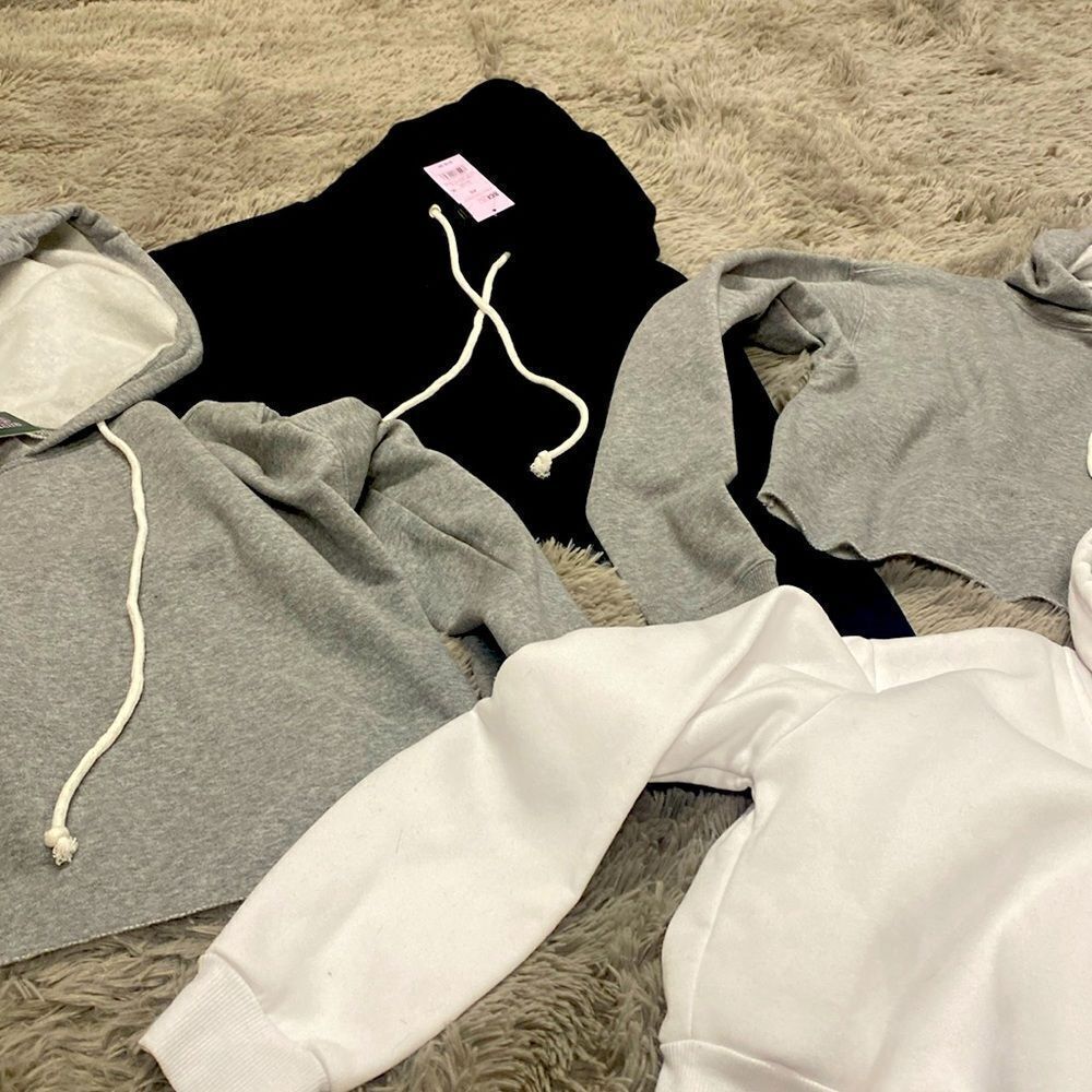Lot of 4 Cropped Hoodies Sexy Wild Fable XS Black White Grey Wild Fable